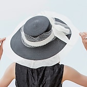 preiswerte Partyhut-hüte netz faser strohhut sonnenhut sinamay hut hochzeit lässig elegant hochzeit mit bowknot spitze kopfbedeckung kopfbedeckung outdoor