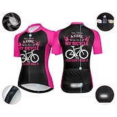abordables Maillots de mujer-Mujer Maillot de Ciclismo Graphic Letra y Número Gracioso Manga Corta Bicicleta Maillot Camiseta con 3 bolsillos traseros MTB Bicicleta Montaña Ciclismo Carretera Secado rápido Bandas Reflectantes