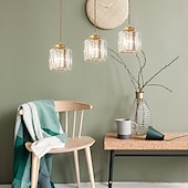 cheap Island Lights-LED Pendant Lights Kitchen Island Crystal Chandeliers 1/3 Head  Modern Farmhouse Foyer Entryway Light Fixtures Ceiling Hanging Globe Over Table Warm White Black/Gold