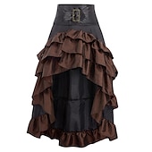 economico Gonne semplici-gonna donna sottoveste abito gotico gonna lunga gonne lunghe volant orlo asimmetrico tinta unita carnevale festa autunno&amp;amp;costumi di carnevale invernali retrò vintage gotico vittoriano donna nero
