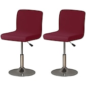 abordables Funda para silla de comedor-2 piezas de funda elástica para taburete de bar, color burdeos, funda para taburete de bar, funda cuadrada giratoria para taburete de bar, funda para silla para comedor, funda de asiento de