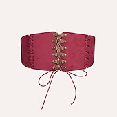 halpa Vyö-Naisten Korsetti vyö PU Leather Terässolki Jousen sisustus Niitti sisustus Vintage retro Työ Päivittäin Musta Valkoinen Viini Ruskea
