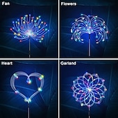 お買い得  経路ライト＆ランタン-花火ソーラーライト屋外通路ライト太陽光発電スターバーストフェアリーライト防水8照明モードパティオ装飾風景用リモコン付き90/120/150/180/200 LED