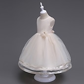 preiswerte Partykleider-kinderkleidung Mädchen Kleid Party Kleid Feste Farbe Ärmellos Formal Hochzeit Besondere Anlässe Gitter Modisch bezaubernd Prinzessin Baumwolle Maxi abendkleider Schaukelkleid A Linie Kleid Sommer