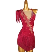 preiswerte Eiskunstlaufkleider-Eiskunstlaufkleid Damen Mädchen Eislaufen Kleider Schwarz Weiß Gelb Kreuz und quer Quaste Gitter Spandex Hochelastisch Wettbewerb Eiskunstlaufkleidung Ärmellos Latintanz Eislaufen Wintersport