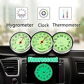 economico Ornamenti e pendenti per auto-1pc orologio luminoso per auto termometro igrometro decorazione per auto orologio luminoso per auto orologio al quarzo multi-funzione decorazione per interni auto