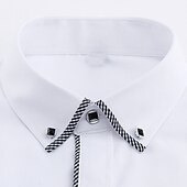 preiswerte Button-Down-Hemden für Herren-Herren Oberhemd Hemd Farbblock Büro &amp; Karriere Ausgehen Weiß Marineblau Langarm Umlegekragen Frühling Sommer Bekleidung