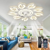 preiswerte Deckenventilator-Leuchten-LED-Deckenventilatoren dimmbar mit Fernbedienung Contral Blumendesign 20 &quot;/ 39&quot; 5/9-Köpfe Unterputz-Deckenleuchte Acryl-Lampenschirm-Kronleuchter Schlafzimmer Wohnzimmer
