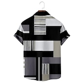 ieftine Model Geometric-Bărbați Tartan / Carouri Model Geometric Epocă Cămașă Camașă cu nasturi Manșon scurt Modă Designer Casual Vacanță Zilnic Ieșire Primavara vara Răsfrânt Imprimeu Albastru Verde Galben Albastru piscin