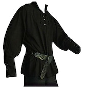 cheap Tops-Warrior Knight Ritter Celtic Knight Punk &amp; Gothic Medieval Renaissance 17th Century Blouse / Shirt Cosplay Costume Men&#039;s Drawstring Costume Vintage Cosplay Performance Stage Renaissance Fair Long