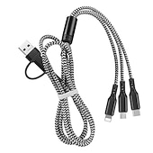 cheap Cell Phone Cables-Multi Charging Cable 3.9ft USB A to Type C / Micro / IP 3 A Fast Charging Nylon Braided Durable 3 in 1 For Macbook iPad Samsung Phone Accessory