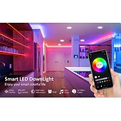 levne Smart noční světlo-chytré led vestavné osvětlení rgbcw rgbcw světla měnící barvu wifi plechovky s přepážkovým lemem retrofit downlight kompatibilní s alexa&amp;amp; ovládání aplikace asistenta google