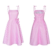 cheap Women's Costumes-Movie Outfits Western Cowgirl Costume Star-Covered Flared Pants Pink Gingham Dress Cheerleader Jumpsuit Y2K Retro Vintage