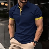 cheap Men&#039;s Classic Polo-Men&#039;s Polo Shirt Golf Shirt Casual Holiday Lapel Classic Short Sleeve Fashion Basic Plain Button Summer Regular Fit Black Pink Wine Navy Blue Blue Orange Polo Shirt