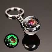 abordables Pendentifs et ornements pour voiture-lune porte-clés système solaire planète porte-clés galaxie nébuleuse espace porte-clés terre soleil mars jupiter saturne image double face boule de verre porte-clés