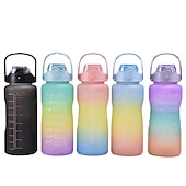 economico Bicchieri-2000ml/900ml/300ml 3 pezzi tazza di plastica sfumata satinata tazza di paglia portatile di grande capacità con manico da viaggio all&#039;aperto bottiglia di acqua smerigliata laureata colore sfumato bottiglia sportiva tazza di paglia