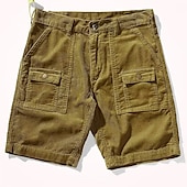 preiswerte Klassiker-Herren Cargo Shorts Kurze Hosen Cordshorts Glatt Komfort Atmungsaktiv Outdoor Täglich Ausgehen Modisch Brautkleider schlicht Grün Khaki