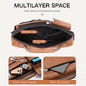 cheap Men&#039;s Bags-Men&#039;s Brown Faux Leather Messenger Bag with Multiple Pockets and Adjustable Strap - Stylish and Functional Crossbody Bag for Travel and Daily Use