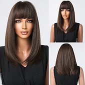 abordables Perruques Synthétiques Sans Bonnet-perruques bob noires pour les femmes perruques bob courtes avec une frange perruques droites pour un usage quotidien remplacement des cheveux cheveux naturels à la recherche d&#039;une fille utilisation