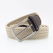 baratos Cintos para Homem-cinto masculino simples casual de malha de poliéster elástico com fivela presente moderno para namorado e pai