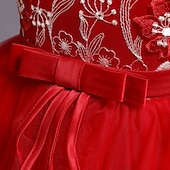 preiswerte Kleider für die Blumenmädchen-kinderkleidung Mädchen Blumenmädchen Kleid Kleid Pailletten Ärmellos Leistung Hochzeit Party Gitter Patchwork Süß Baumwolle Knielang Tüll-Kleid Sommer Frühling Herbst 4-12 Jahre Rosa Rote Blau