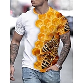 cheap Animal Print T shirts-Men&#039;s Unisex Bee Graphic Prints Shirt T shirt Tee Short Sleeve T shirt 3D Print Crew Neck Shirt Designer Casual Big and Tall Daily Holiday A B C Summer Clothing Apparel S M L XL XXL 3XL 4XL