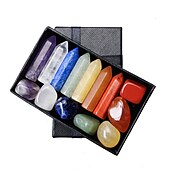 ieftine favor de partid-cristale de vindecare, jad cristal stâlp hexagonal un singur punct 7 neregulat 7 combinații cutie cadou piatră de vindecare