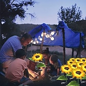 economico Illuminazione vialetto-luci a girasole alimentate ad energia solare, luci solari da giardino, paletti decorativi per fiori da giardino a LED per esterni per decorazioni di vialetti e prati