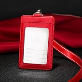 levne pouzdra a pouzdra na karty-Skutečná kůže pracovní držák karet módní ID badge držáky s nylonovým šňůrkou ID případ kancelářské potřeby