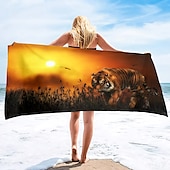 billiga set med strandhanddukar-1st stora tjocka badduschhanddukar 3d vit tigerdesign bomull strandhandduk för kvinnor män reser sim yogafilt