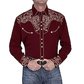 preiswerte Westernhemden für Herren-Herren Blumen Grafikdrucke Hemd Westernhemd Cowboy-Shirt Langarm Mode Streetwear Designer Outdoor Täglich Herbst Winter Umlegekragen Druck Button-Down Schwarz Rote Blau Grün