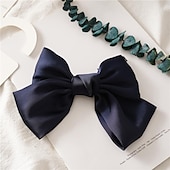 cheap Hair Styling Accessories-Big Satin Layered Hair Bows for Women Girls 7 Inch Pink Blue Barrette Hair Clip Large Ribbon Bows Style Hair Accessories