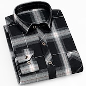 economico camicie di flanella-Per uomo Camicia Sopracamicia Tartan All&#039;aperto Streetwear Nero Rosso Blu marino Blu Manica Lunga Collo ripiegato Autunno Inverno Abbigliamento Bottonato