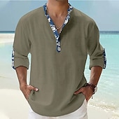 billiga Blommönster-Herr Blommig Tropiska blommor Skjorta Hawaii skjorta Aloha skjorta Långärmad Skjorta Hög krage Mode Streetwear Designer Utomhus Gata Ledigt Svart Vit Rodnande Rosa S M L