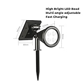 cheap Outdoor Spotlights-Solar Spot Lights Outdoor 2-in-1 Solar Landscape Spotlights Security Lights IP65 Waterproof Wall Lights for Walkway Yard Garden Driveway Pathway Garden 4/7 LED Beads