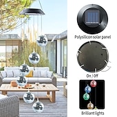 cheap Solar String Lights-Solar Wind Chime Light Mosaic Ball Night Light 7-Color Changing Independence Day Flag for Outdoor Patio Garden Window Curtain Tree Decoration