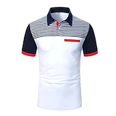 cheap Men&#039;s Classic Polo-Men&#039;s Button Up Polos Cotton Polo Shirt Casual Holiday Lapel Short Sleeve Fashion Basic Color Block Classic Summer Regular Fit White Yellow Burgundy Dark Navy Blue Button Up Polos