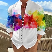 tanie Wzór 3D-Męskie Gradient Koszula Zapinana na guziki koszula Długi rękaw Moda Designerskie Codzienny Na zewnątrz Urlop Codzienny Jesień Wiosna i lato Kołnierz stawiany Nadruk Biały Czerwony Fioletowy Zielony
