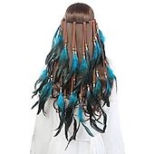 economico Accessori per acconciature-copricapo boho copricapo di piume accessori piuma fascia elastica zingara festival copricapo fantasia indiana anni &#039;70