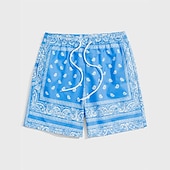 cheap Men&#039;s 3D Sweat Shorts-Men&#039;s Paisley Color Block Flower / Floral Shorts Summer Shorts Beach Shorts Mid Waist Streetwear Hawaiian Designer Casual Daily Holiday Elastic Waist 3D Print Drawstring Designer Clothing Apparel