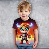 cheap Boy&#039;s 3D Animals-Boys 3D Cartoon Dinosaur T shirt Tee Short Sleeve 3D Print Summer Spring Active Sports Fashion Kids 3-12 Years Outdoor Casual Daily Regular Fit