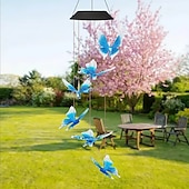 economico Luci paesaggistiche-campanelli eolici solari a led luci esterne luci a farfalla cangianti luci esterne solari impermeabili 6 led campanelli eolici luci ad energia solare per la decorazione di finestre di casa, giardino, patio