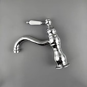 abordables Robinets de lavabo-robinet de salle de bain évier mélangeur robinets de lavabo montés sur le pont, vasque de salle de bain eau robinet en laiton monocommande un trou chrome doré
