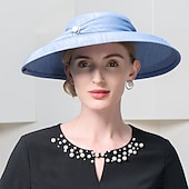 billiga Partyhatt-Huvudbonader Polyester / bomullsblandning syntetisk fiber Plommonstop / Cloche hatt Solhatt Cloche hatt Ledigt Helgdag Dam Brittisk Med Keps Bård Hårbonad Huvudbonader