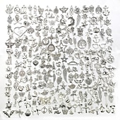 economico kit per la creazione di perline-300pcs/set orecchini di pendente d&#039;argento tibetani della lega piccoli pendenti accessori fai da te dei monili