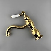 abordables Robinets de lavabo-robinet de salle de bain évier mélangeur robinets de lavabo montés sur le pont, vasque de salle de bain eau robinet en laiton monocommande un trou chrome doré