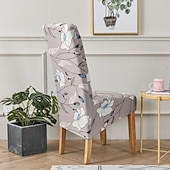 baratos Capa para Cadeira de Jantar-Capas de cadeira de jantar elásticas xl/oversized removível lavável elastano macio capa de cadeira grande com encosto alto para sala de jantar cozinha mesa de hotel banquete