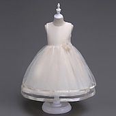 preiswerte Partykleider-kinderkleidung Mädchen Kleid Party Kleid Feste Farbe Ärmellos Formal Hochzeit Besondere Anlässe Gitter Modisch bezaubernd Prinzessin Baumwolle Maxi abendkleider Schaukelkleid A Linie Kleid Sommer
