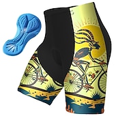 お買い得  メンズショートパンツ・タイツ・パンツ-男性用 グラフィック おかしい サイクリングショーツ バイク パッド入りショーツ ボトムズ マウンテンサイクリング ロードバイク スポーツ 3Dパッド 速乾性 吸汗性 高通気性 イエロー ピンク スパンデックス 衣類 サイクルウェア
