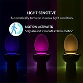 abordables Lumières de toilettes-Veilleuse de toilette pir capteur de mouvement lumières de toilette led lampe de nuit de salle de bain 16/8 couleurs éclairage de cuvette de toilette pour salle de bain salle de bain